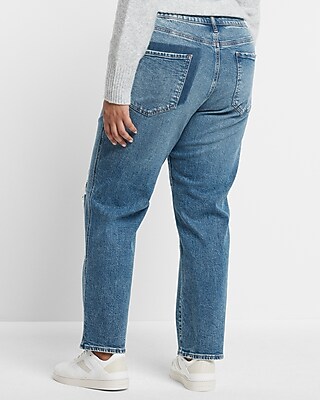 Mid Rise Medium Wash Ripped Boyfriend Jeans