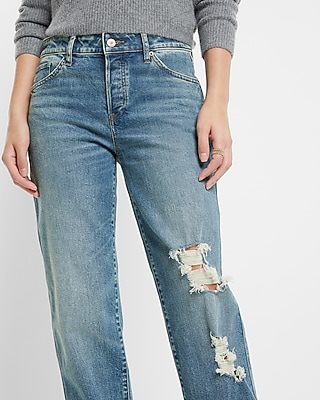 Mid Rise Medium Wash Ripped Boyfriend Jeans - image 3
