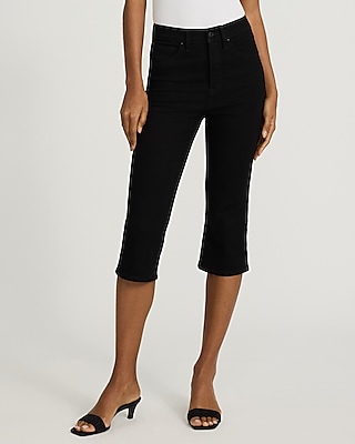 High Waisted Black Hyper Sculpt Capri Jeans