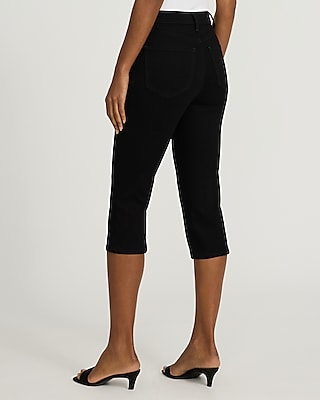High Waisted Black Hyper Sculpt Capri Jeans