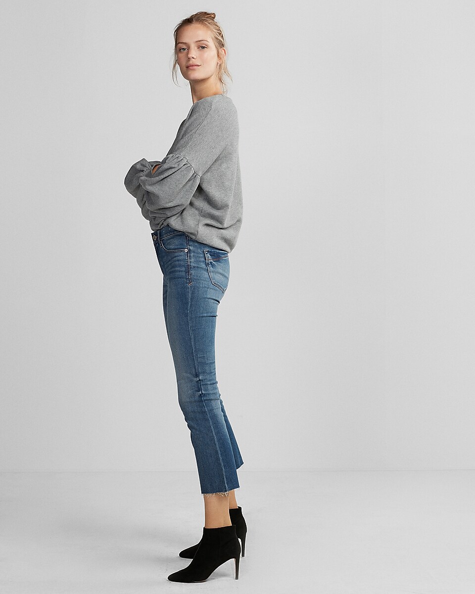 Mid Rise Stretch+ Performance Cropped Bell Flare Jeans | Express