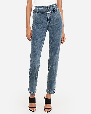 high waisted ruffle jeans