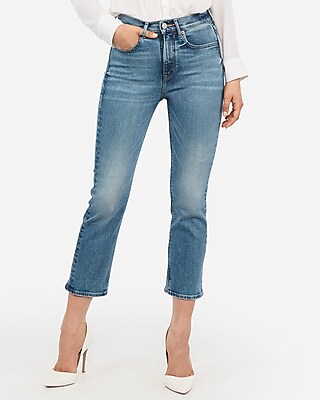 straight cropped high rise jean