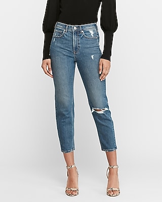 ripped stretch mom jeans