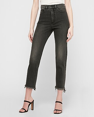 womens black frayed hem jeans