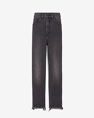 black mom jeans frayed hem