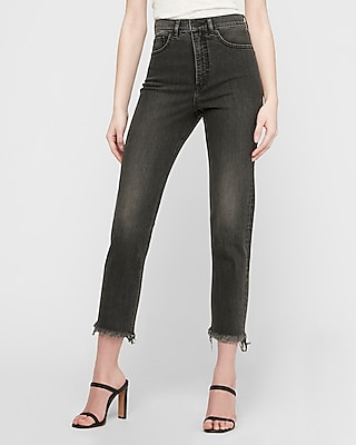 womens black frayed hem jeans