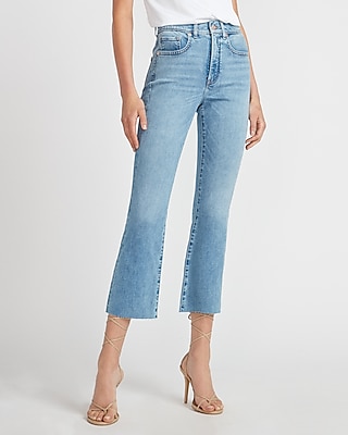 high rise flare crop jeans