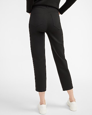 Super High Waisted Luxe Polished Black Velvet Pieced Straight Jeans