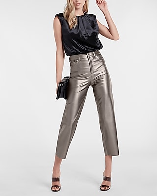 METALLIC FAUX LEATHER TROUSERS