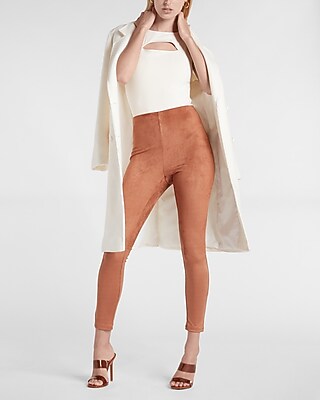 Super High Waisted Faux Suede Leggings 