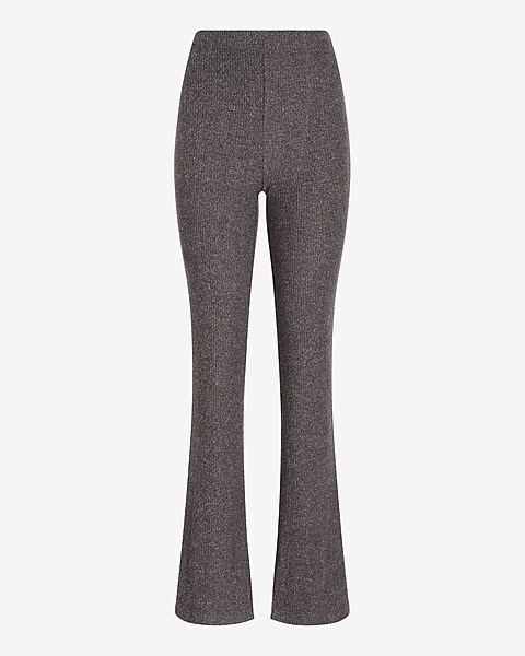 Super High Waisted Ribbed Soft Knit Flare Pant | Express