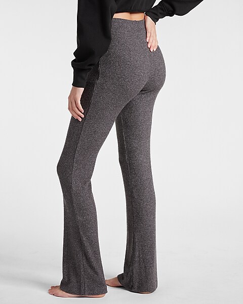 Super High Waisted Ribbed Soft Knit Flare Pant