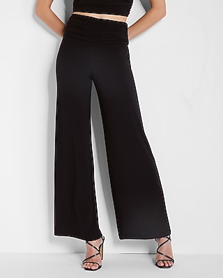 Super High Waisted Ruched Wide Leg Pant | Express