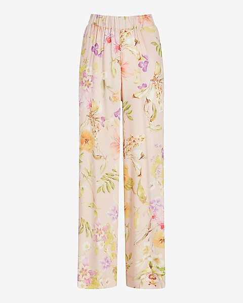 Super High Waisted Floral Wide Leg Pant
