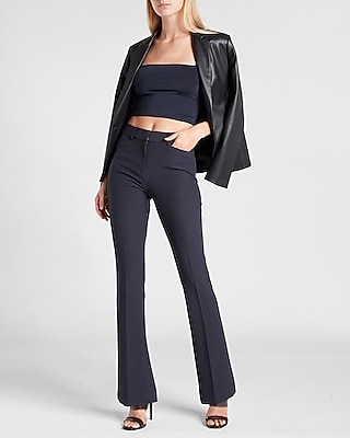 High Waisted Supersoft Twill Pinstripe Boot Cut Pant