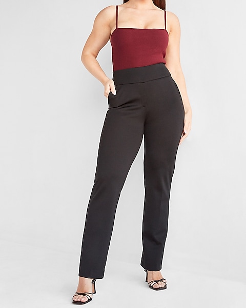 High Waisted Curvy Nylon Pull-On Bootcut Pant