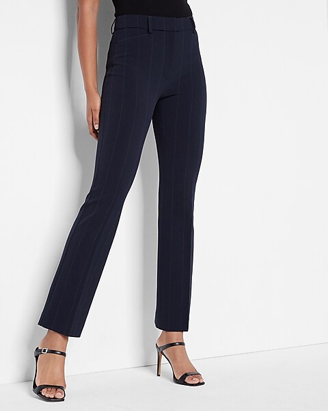 High Waisted Supersoft Twill Pinstripe Boot Cut Pant