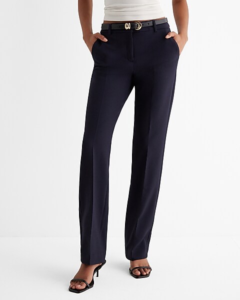 Express Micro Check Wide Waistband Flare Editor Pant, $79