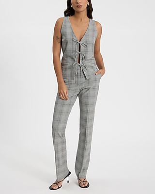 Editor Plaid Mid Rise Bootcut Pant