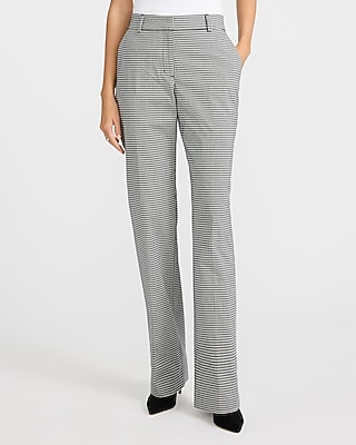 Editor Gingham Stretch Cotton Mid Rise Bootcut Pant