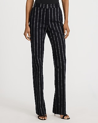 Editor Linen-Blend Striped Mid Rise Bootcut Pant