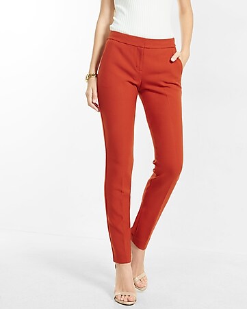 mid rise columnist ankle double weave pant