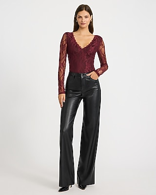 Women's Faux Leather & Coated Pants - Black Leather Pants - Express