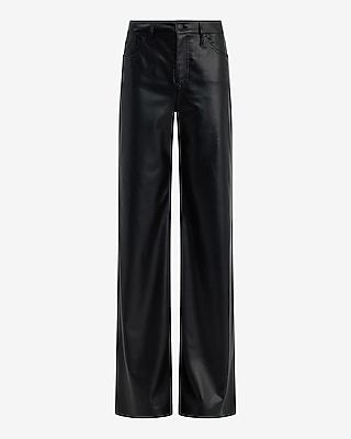 High Waisted Faux Leather Wide Leg Pant