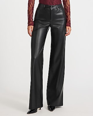 High Waisted Faux Leather Wide Leg Pant