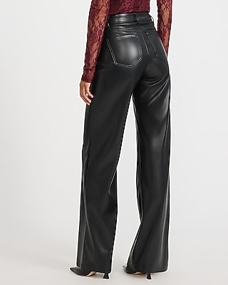 High Waisted Faux Leather Wide Leg Pant