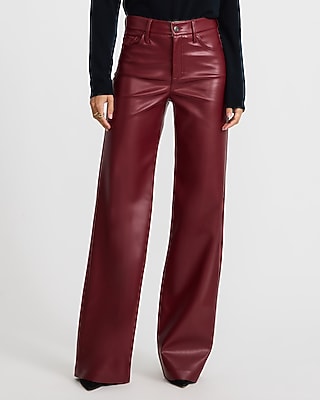 High Waisted Faux Leather Wide Leg Pant