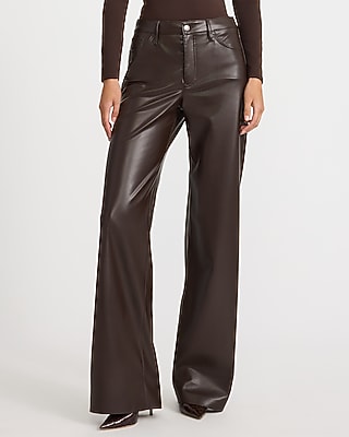 High Waisted Faux Leather Wide Leg Pant - thumbnail 7
