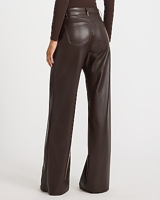 High Waisted Faux Leather Wide Leg Pant - thumbnail 8