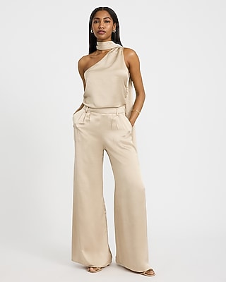 Satin High Waisted Ultra Wide Leg Pant