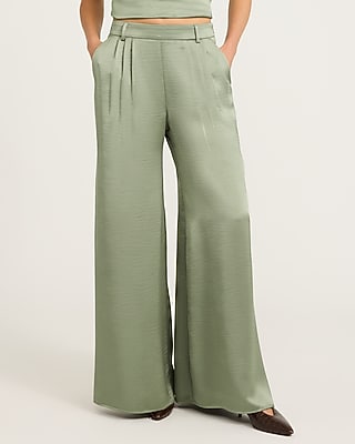 Satin High Waisted Ultra Wide Leg Pant