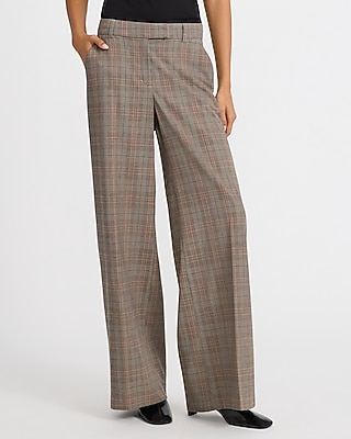 Editor Plaid Mid Rise Wide Leg Pant