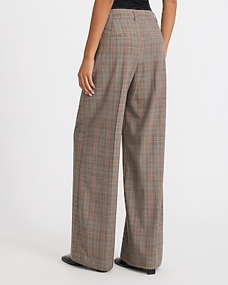 Editor Plaid Mid Rise Wide Leg Pant