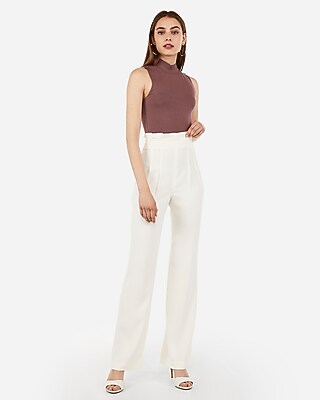 high waisted pants ruffle top