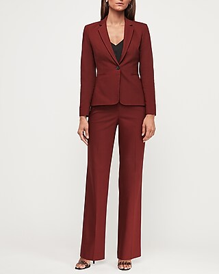 womens dark red suit