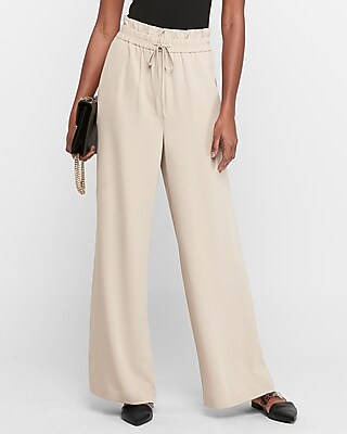 high waisted paperbag wide leg trousers