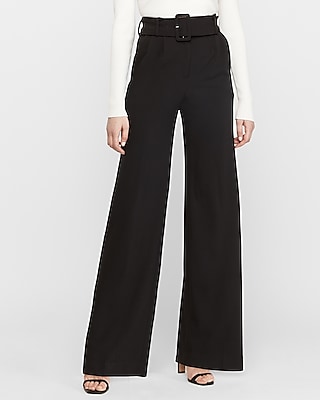 high waist belted wide leg pants