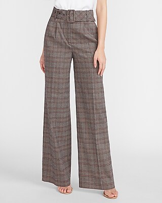 high waisted plaid dress pants