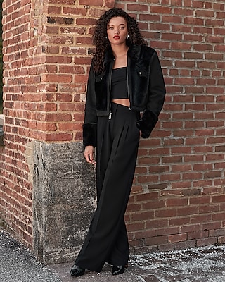 Express Super High Waisted Pleated Wide Leg Pant