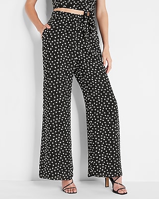 Super High Waisted Polka Dot Wide Leg Pant | Express