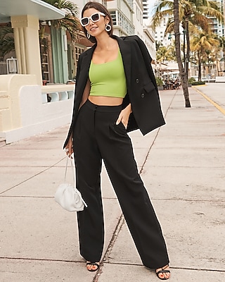 Super High Waisted Open Pleated Wide Leg Pant