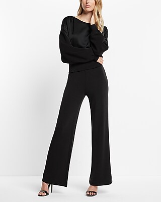 Super High Waisted Silky Sueded Scuba Wide Leg Pants | Express