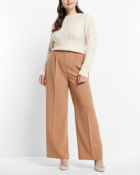 Express Super High Waisted Belted Paperbag Wide Leg Palazzo Pant