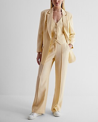 Editor High Waisted Linen-Blend Pintuck Trouser Pant