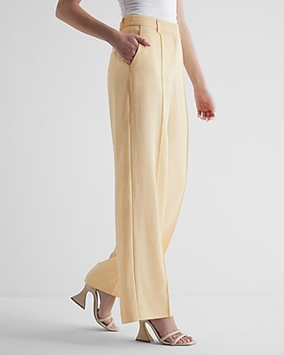 Editor High Waisted Linen-Blend Pintuck Trouser Pant